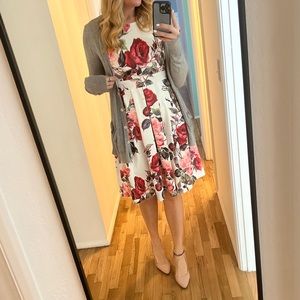 White and Floral Papillon Dress